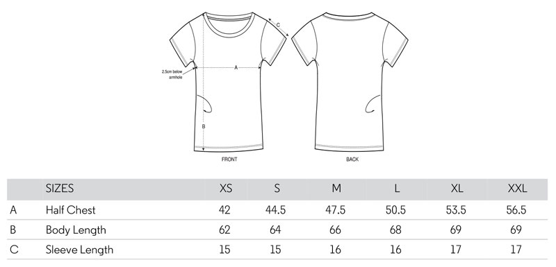 Danga organic cotton woman fitted t-shirt size spec